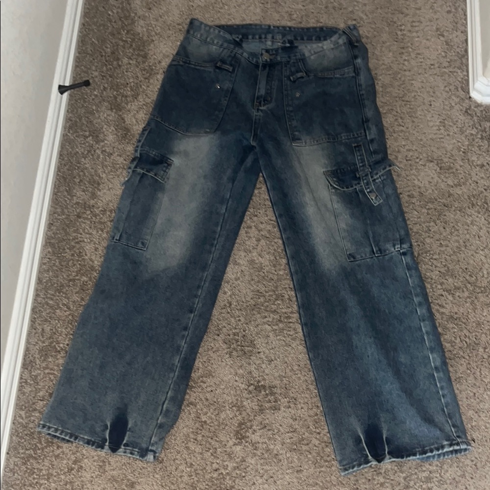 Denim Cargo Jeans